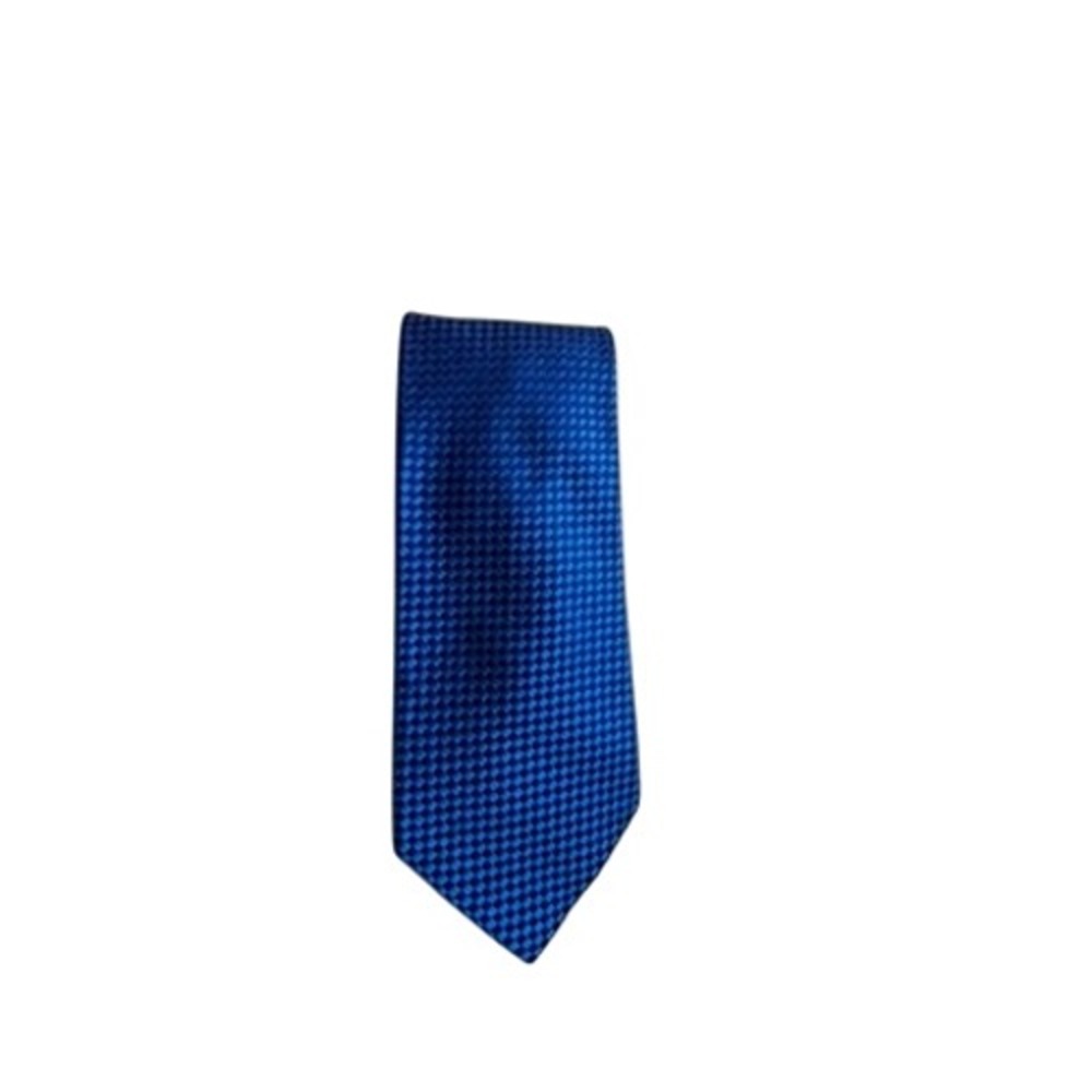 "Tommy‎ Hilfiger" Mens Blue Woven Micro Check 100% Silk Necktie Classic 3.5 Inch